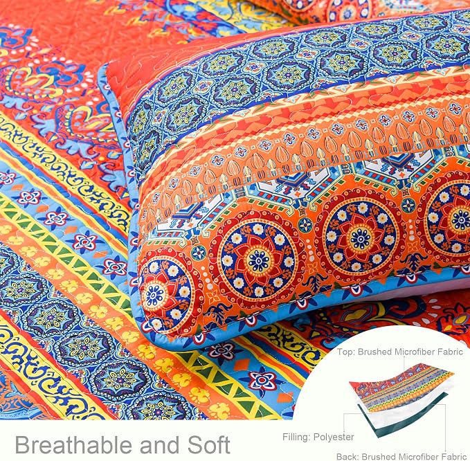 Exclusivo Mezcla Reversible Boho Quilts Queen Size - Image 4