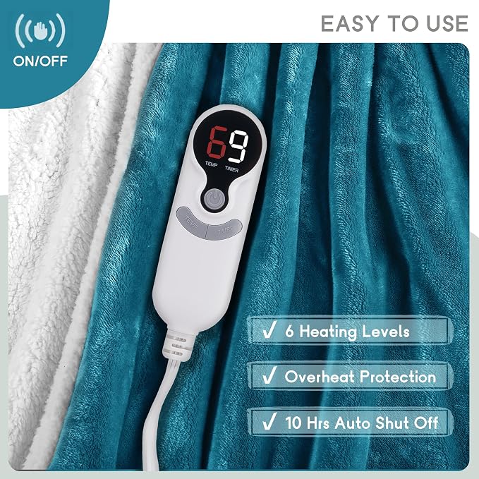 Heated Blanket Electric Blanket Full Size 72''x84'' - Image 3