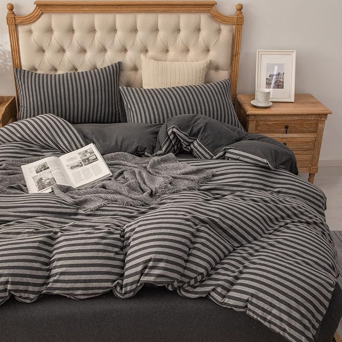 PURE ERA Jersey Knit Duvet Cover Set 100% T-Shirt Heather Cotton Super Soft by PUREERA