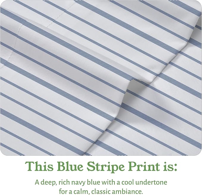California Design Den California King Sheet Stripe, 100% Organic Cotton Percale - Image 4