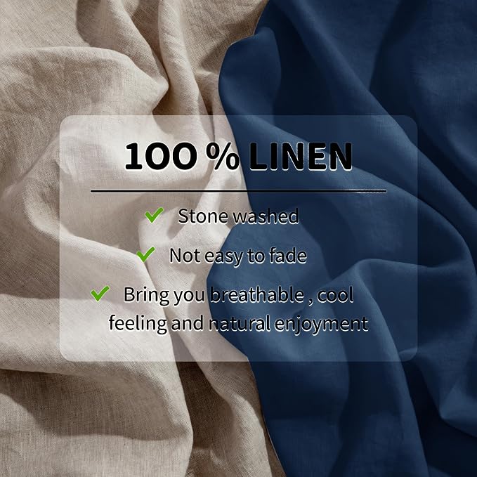 LBRO2M 100% Pure Linen Sheet Set Deep Pocket Up to 16" Bed Sheets Sets - Image 3