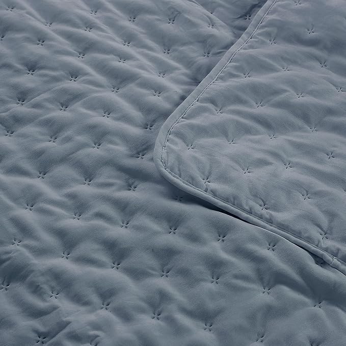 ROARINGWILD Dusty Blue Twin Size Quilt Bedding Set, Lightweight Soft Bedspread - Image 6