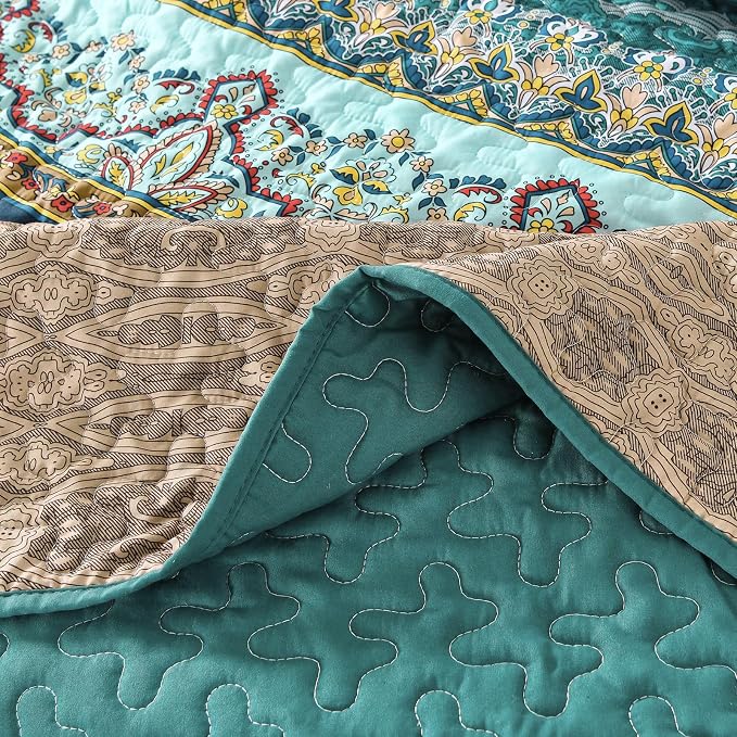WONGS BEDDING Boho Quilt Set California King, Lightweight Microfiber Bedspread - Image 7