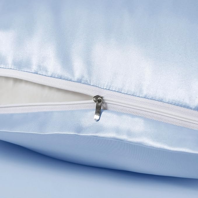Light Blue Satin Pillowcases - Image 4