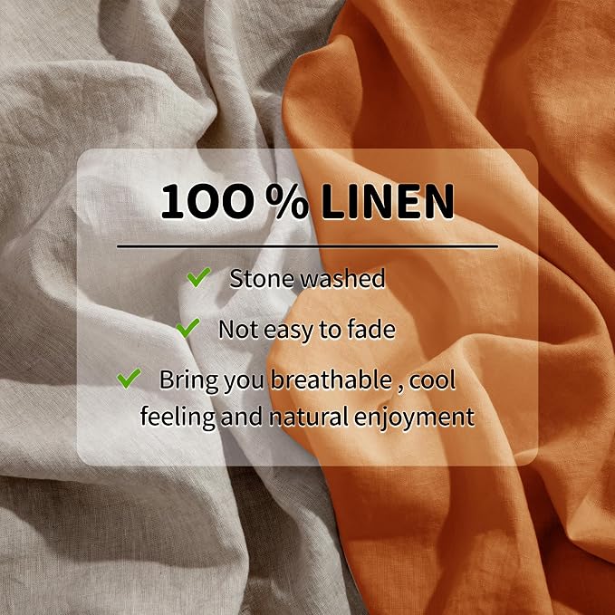 LBRO2M 100% Pure Linen Sheet Set Deep Pocket Up to 16" Bed Sheets Sets - Image 3