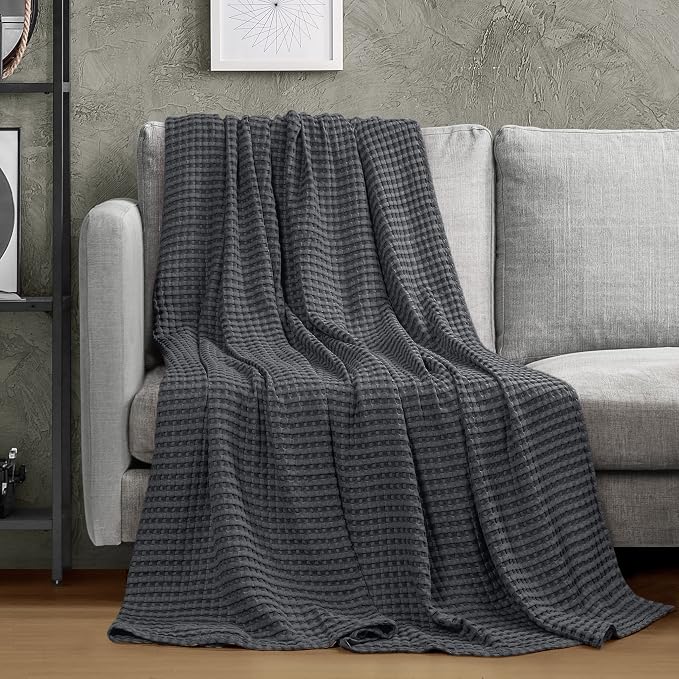 Utopia Bedding 100% Cotton Waffle Weave Blanket Queen Size - Image 4