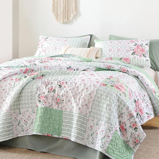 YIKUSH Quilt Sets Twin Size Floral Quilt Set 2 Pieces Bedding Set Bedspreads - Image 4