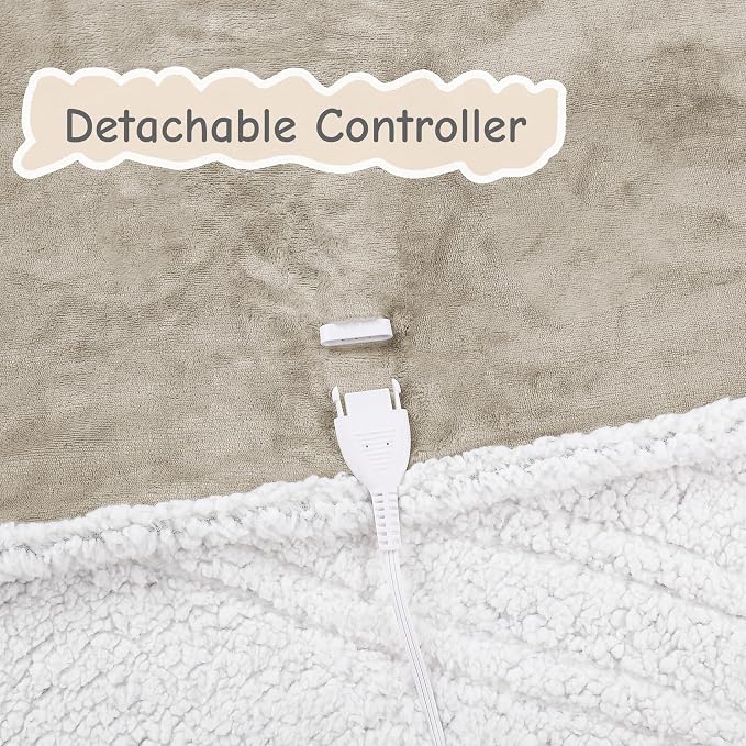 Electric Heated Blanket Queen Size 84"x90", Soft Flannel - Image 7