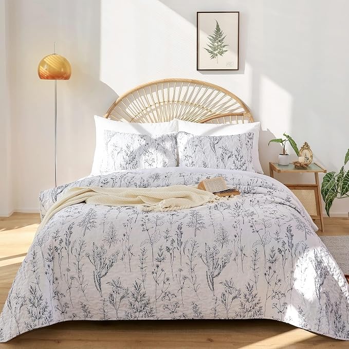 JANZAA Twin Quilt White Quilt Bed Spread Boho Quilt - Image 6