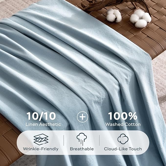 JELLYMONI 100% Washed Cotton Duvet Cover Full – Soft, Breathable Linen-Look - Image 3
