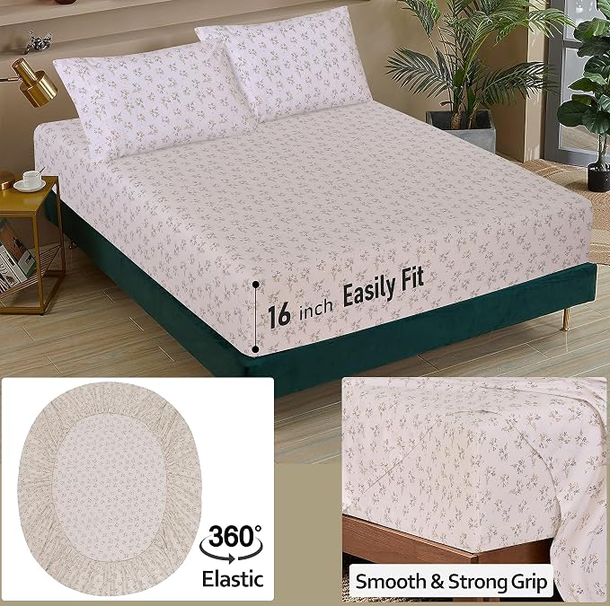 RUVANTI 100% Cotton Sheets – Queen Size Percale Bedding, Cooling & Breathable - Image 5
