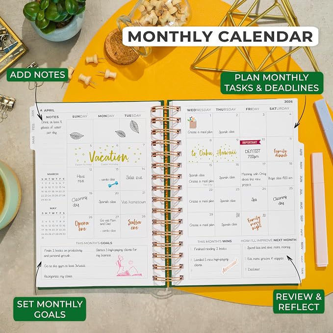 Clever Fox Dated Planner with Tabs 2026 – Weekly & Monthly Spiral Planner with - Image 4