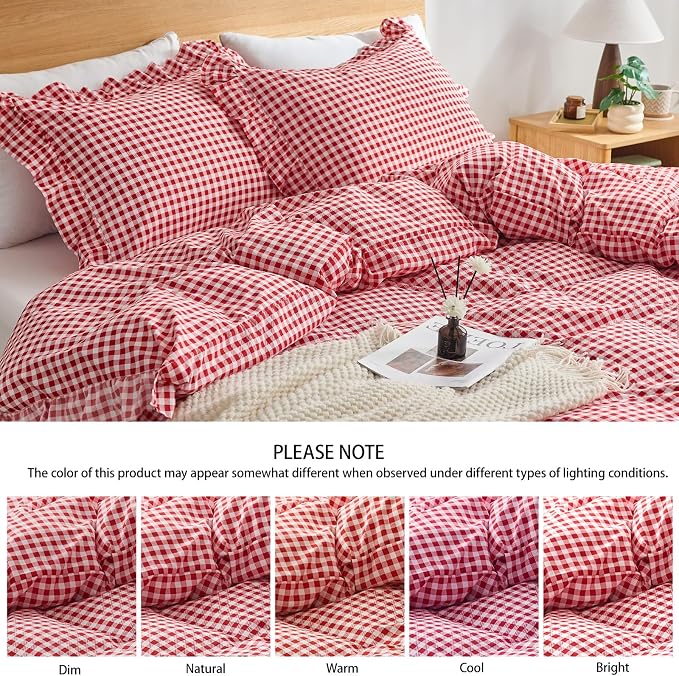Gingham Duvet Cover Twin Size, 2 Pieces Soft Breathable Microfiber Plaid - Image 5