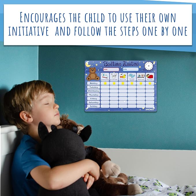 Amonev Magnetic Bedtime Routine Chart Reward Chart and Sleep Training Stay in - Image 5