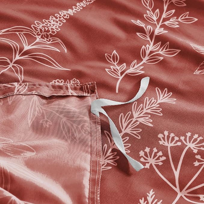 MUXHOMO Duvet Cover Full Size, Reversible Floral Terracotta Duvet Cover Set - Image 7