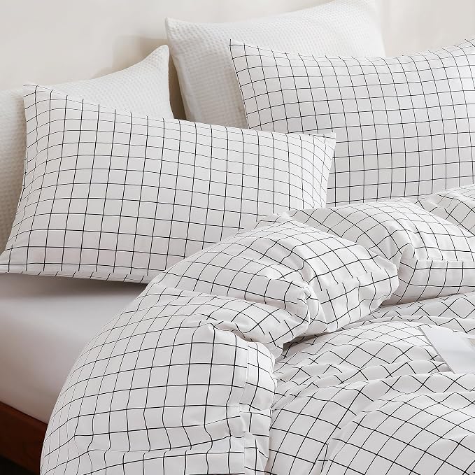 TOCOMOA Checkered Duvet Cover Set 100% Natural Cotton Soft Comfy Breathable 3 - Image 4
