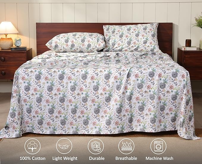 RUVANTI 100% Cotton Sheets – Twin Size Percale Bedding, Cooling & Breathable - Image 3