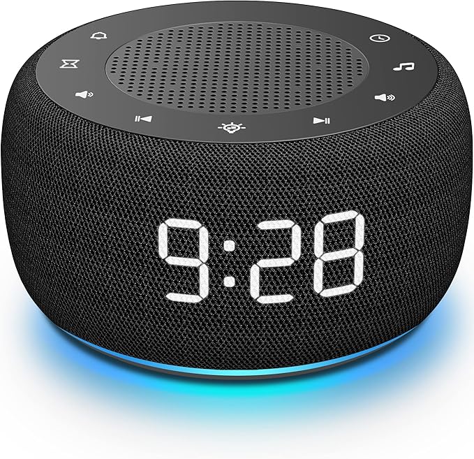Buffbee Sound Machine & Alarm Clock 2-in-1, 0-100% Clock Face Brightness by BUFFBEE