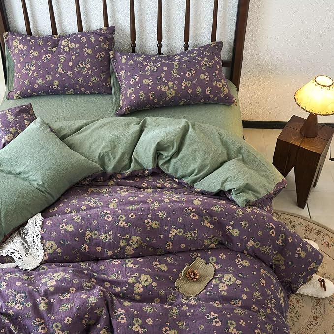 mixinni Vintage Floral Duvet Cover Queen Set - Image 3