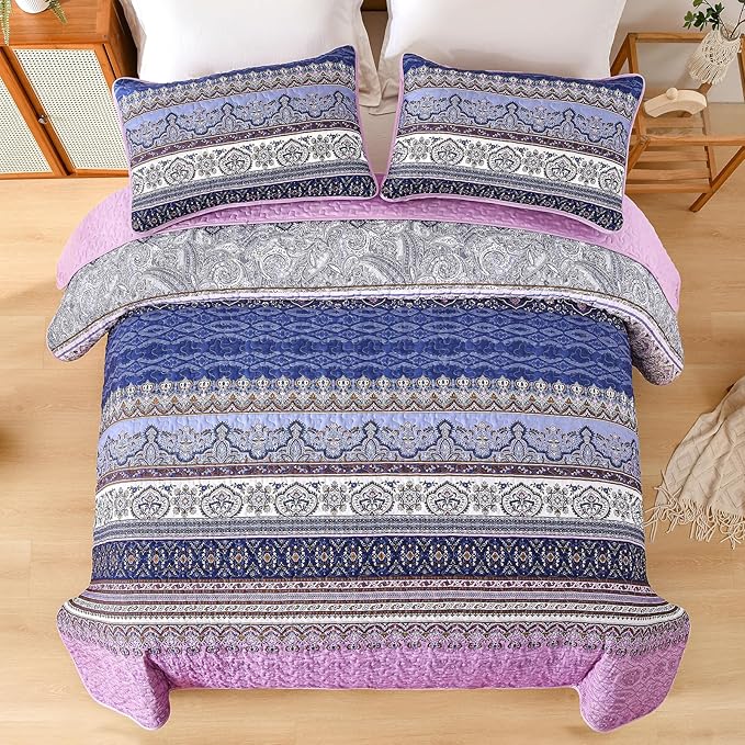 WONGS BEDDING Boho Queen Quilt Set, Lightweight Bed Decor Bedspread - Image 5