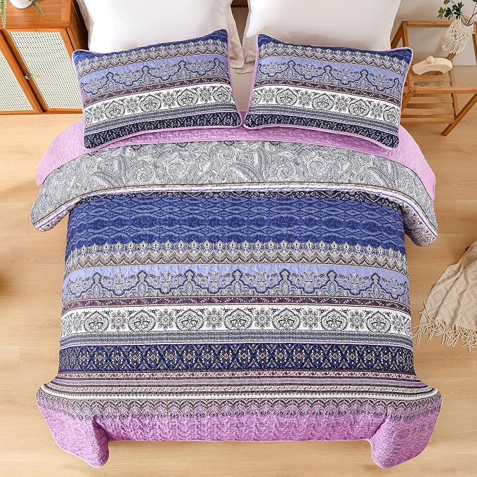 WONGS BEDDING Boho King Quilt Set, Lightweight Bed Decor Bedspread - Image 5