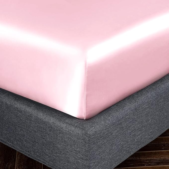 Homiest Blush Pink Satin Fitted Sheet - Image 3