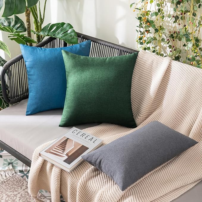 MIULEE Pack of 2 Decorative Outdoor Solid Waterproof Throw Pillow Covers Faux - Image 4