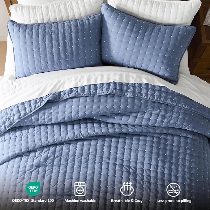 WDCOZY Blue Twin Size Quilt Bedding Sets - Image 7