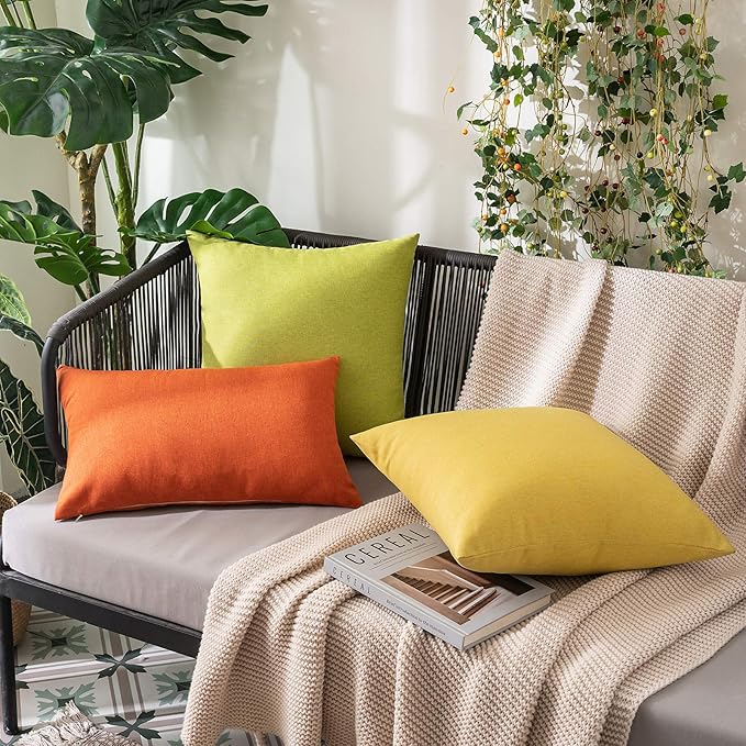 MIULEE Pack of 2 Decorative Outdoor Solid Waterproof Throw Pillow Covers Spring - Image 4