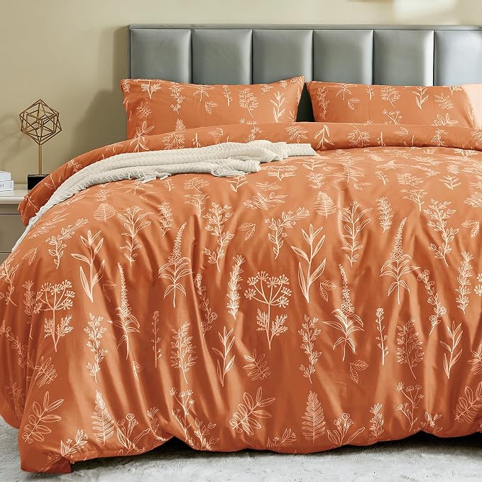 MUXHOMO Duvet Cover Full Size, Reversible Floral Caramel Duvet Cover Set by MUXHOMO