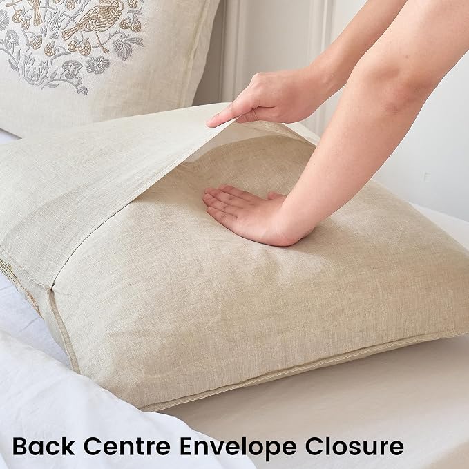 Simple&Opulence 100% Linen Euro Shams 26'' x 26'' Pack of 2, Embroidery - Image 4