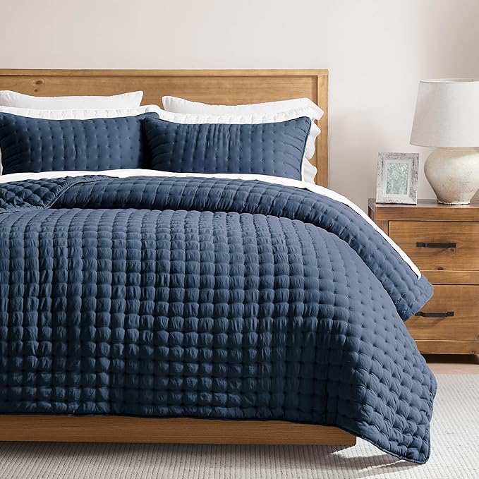 WDCOZY Navy Blue Queen Size Quilt Bedding Sets by WDCOZY