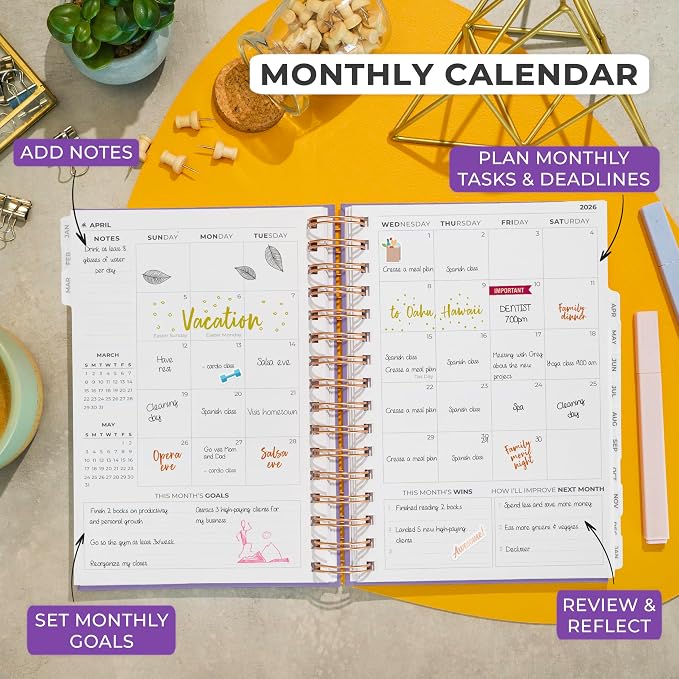Clever Fox Dated Planner with Tabs 2026 – Weekly & Monthly Spiral Planner with - Image 4
