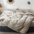 MooMee Bedding Duvet Cover Set 100% Washed Cotton Linen Like Textured by MOOMEE