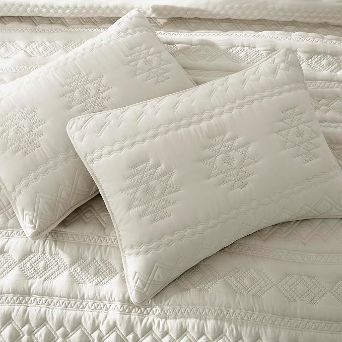 WDCOZY Beige Boho Oversized California Cal King Size Quilt Bedding Set - Image 4