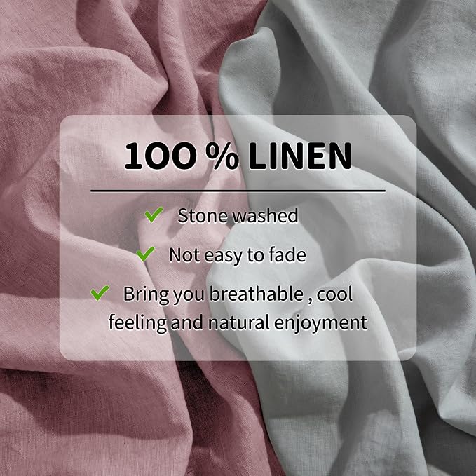 LBRO2M 100% Pure Linen Sheet Set Deep Pocket Up to 16" Bed Sheets Sets - Image 4