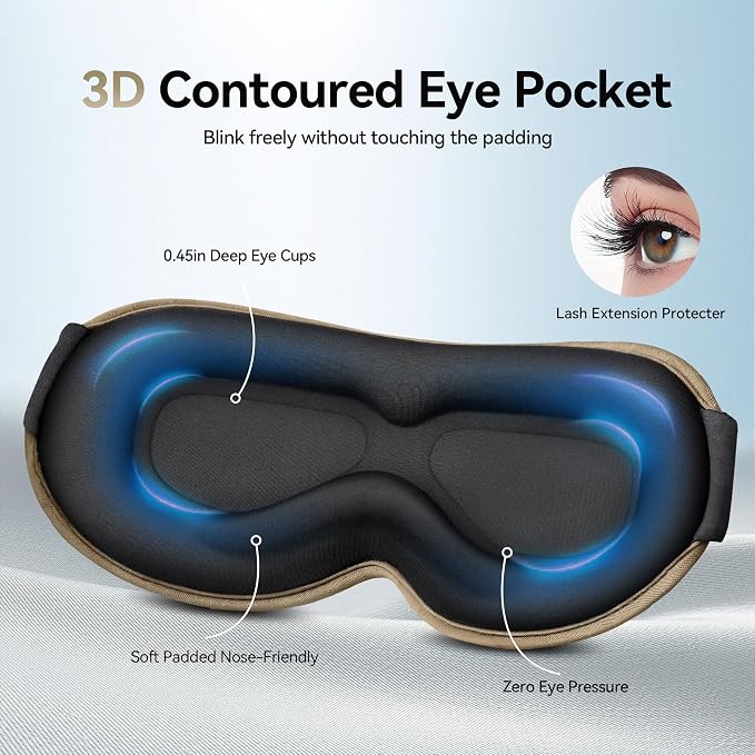 Sleep Mask for Deep Rest – 3D Weighted Design, 100% Light Blocking, Comfortable - Image 4