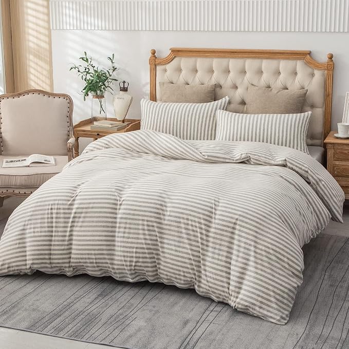 PURE ERA Jersey Knit Duvet Cover Set 100% T-Shirt Heather Cotton Super Soft - Image 5