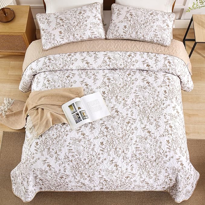 WONGS BEDDING Queen Size Quilt Set, Botanical Quilt - Image 8