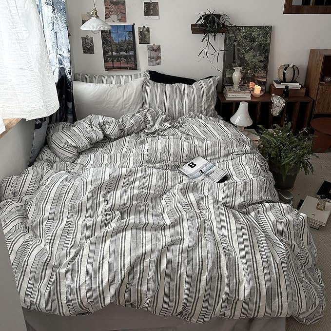 mixinni Washed Cotton Duvet Cover Twin Set - Image 4