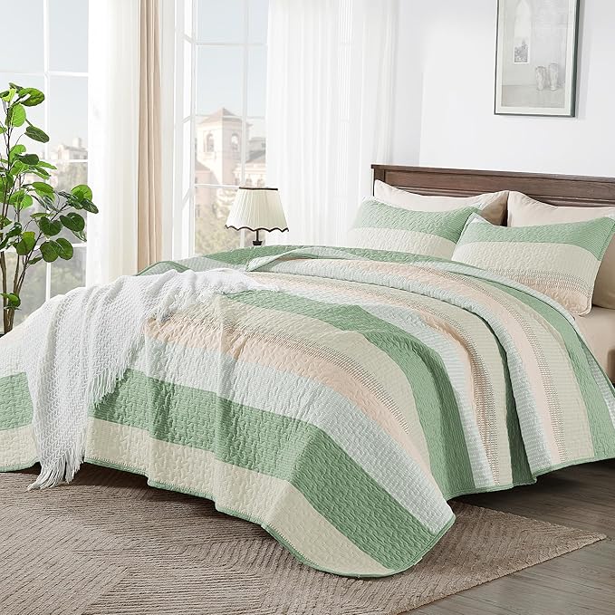 Andency King Size Quilt Set Mint Pink, 3 Pieces Summer Ultra Soft Lightweight - Image 7