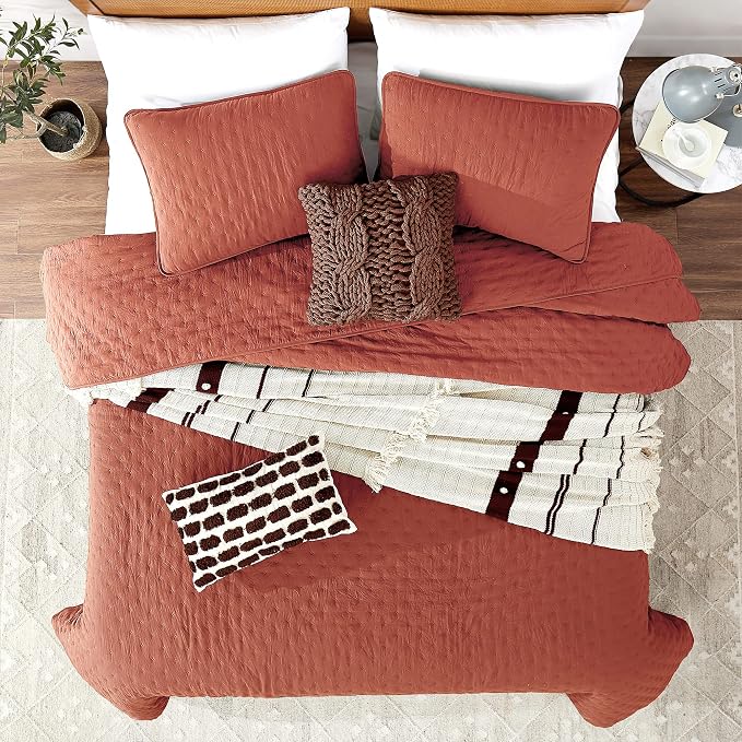 ROARINGWILD Burnt Orange Quilt Sets King Size - Image 2