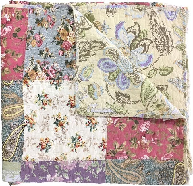 Greenland Home Blooming Prairie Quilted Patchwork Throw - Image 3
