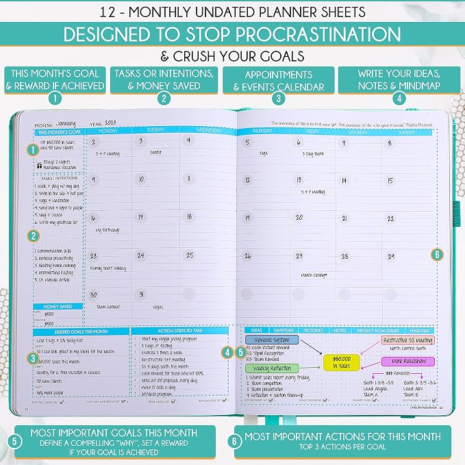 Life Planner - Undated Weekly & Monthly Planner, 12-Month Journey to Increase - Image 3