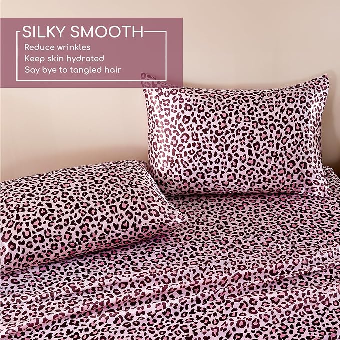 MR&HM Satin Sheets with Elastic Corner Straps, Twin XL Size 3-Piece Silky - Image 5