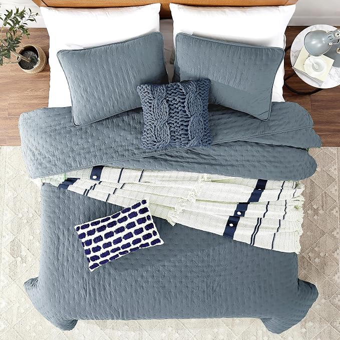 ROARINGWILD Dusty Blue Twin Size Quilt Bedding Set, Lightweight Soft Bedspread - Image 2