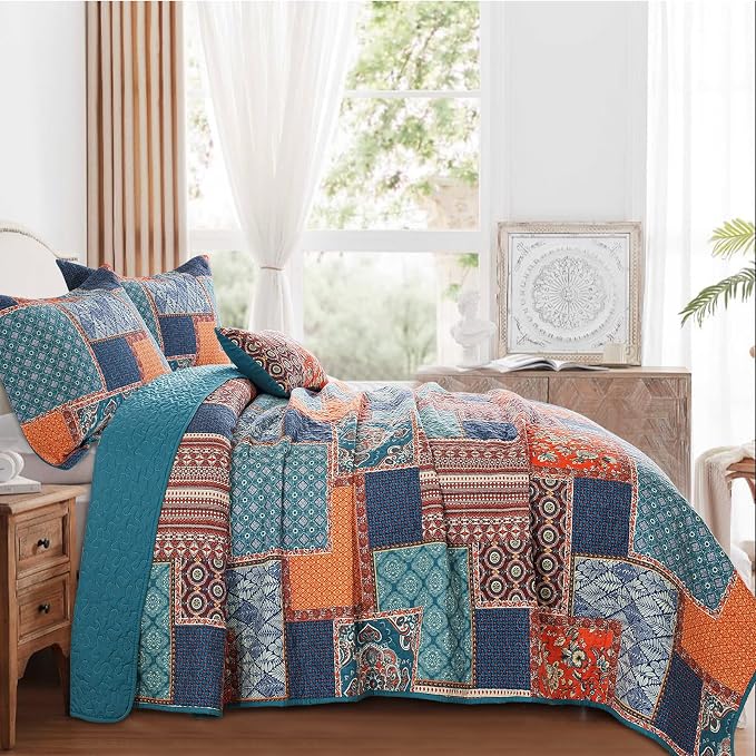 BEDIFANY 3 Pieces Cotton King Size Quilt Sets, Lightweight Bedspread King Size - Image 3