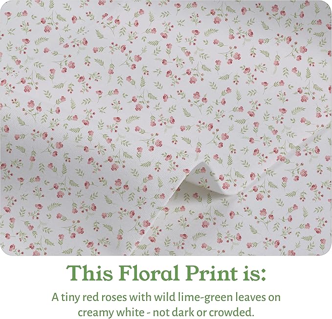 California Design Den Queen Sheet Set Floral, 100% Organic Cotton Percale Sheets - Image 4