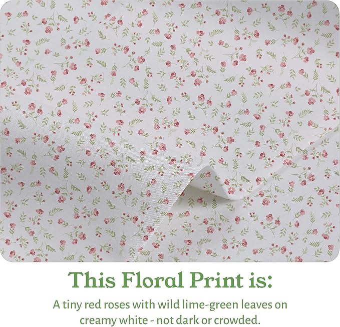 California Design Den Full Sheet Set Floral, 100% Organic Cotton Percale Sheets - Image 4