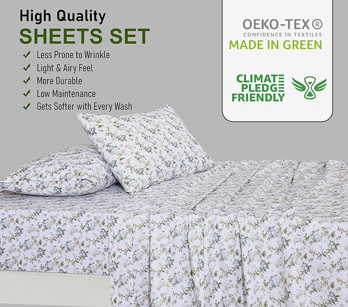 RUVANTI 100% Cotton Sheets – Twin XL Size Percale Bedding, Cooling & Breathable - Image 7